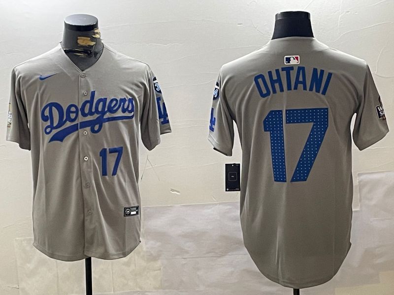 Men Los Angeles Dodgers 17 Ohtani Grey Game 2024 Nike MLB Jersey style 112011